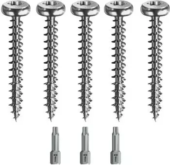 Vasalat Halbrundkopf Holzschrauben-Set Vollgewinde, 5 Größen, silber, Torx (HRK-Set-5Gr.-VG-Silber-TX)