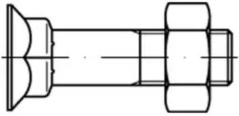 Reyher Senkschraube mit niedrigem Vierkantansatz und Sechskantmutter M10x40, 8.8 (DIN 608)