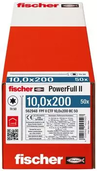 Fischer PowerFull II Holzschraube Vollgewinde Senkkopf 10,0x200mm (562948)