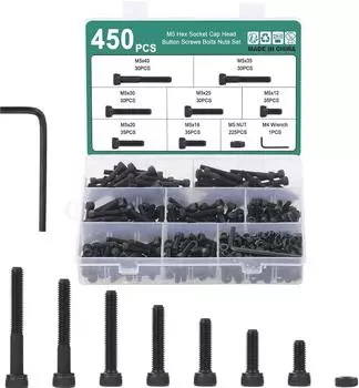 LuxusKollektion Zylinderschrauben Set M5 450-tlg. Innensechskant 12.9 Stahl