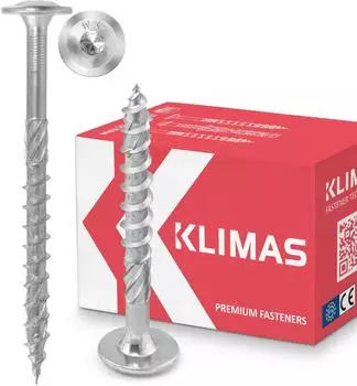 KLIMAS Tellerkopfschrauben 8 x 160 hell verzinkt ETA Zulassung 18/0817 Torx