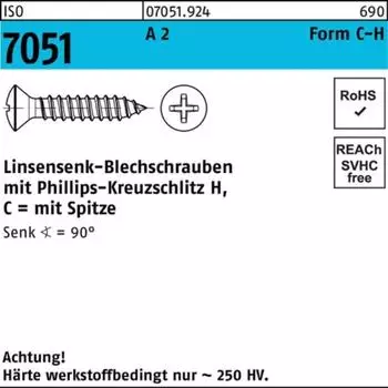 Contorion Linsensenkkopf-Blechschraube ISO 7051 Form C 4,2x32mm Edelstahl A2 (070519240042032)