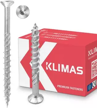 KLIMAS Spanplattenschraube Torx Senkkopf weiß 6x200mm, 100 Stück (KMWHT)