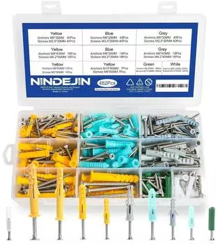 LuxusKollektion Schrauben- und Dübel-Set 482-teilig, Edelstahl, mit Aufbewahrungsbox
