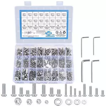 LuxusKollektion Edelstahl Schrauben-Set mit Muttern & Unterlegscheiben, 540-tlg., M3-M6