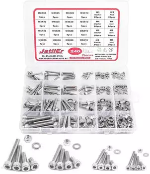 LuxusKollektion Zylinderschrauben-Set M3-M6 Innensechskant Edelstahl 304, 240-tlg.