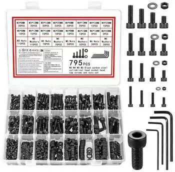 LuxusKollektion Schrauben-Set M3-M6 Innensechskant 795-tlg. Stahl 12.9 schwarz