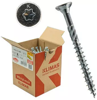 KLIMAS Senkkopf-Holzschrauben Torx weiß 6x260mm, 100 Stk. (WKCS)