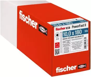 Fischer PowerFast II Holzbauschrauben Tellerkopf TX40 10,0x180mm, 50 Stk. (566343)
