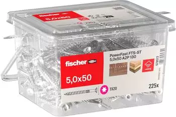 Fischer FTS-ST Terrassenschraube Senkkopf TX Teilgewinde 5,0x50mm A2, 225 St&uuml;ck (578572)