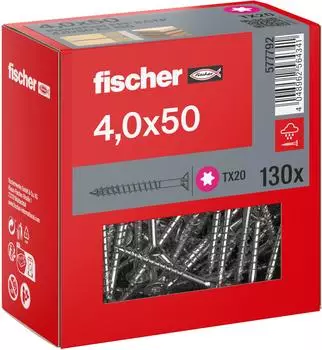 Fischer PowerFast II Spanplattenschraube 4,0x50mm Senkkopf TX20 Teilgewinde A2 (577792)