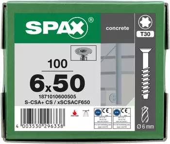 Spax S-CSA+ Betonschraube Senkkopf T30 6x50mm, 100 St&uuml;ck (1871010600505)