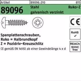 Reyher Spanplattenschraube PZ 3,5x12mm Stahl galv. verzinkt, 1000 St. (089096001000035012)