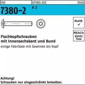 Reyher Flachkopfschraube mit Bund, Innensechskant M4x10, A2 (ISO 7380-2)