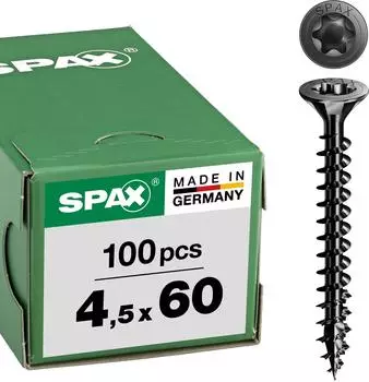 Spax Universalschraube Senkkopf Vollgewinde T-STAR plus 4,5x60mm schwarz (1191040450603)