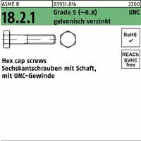 Sechskantschraube R 83931 UNC/Schaft 3/8x2 1/2 Grade 5 (~8.8) galv.verz. 100St.