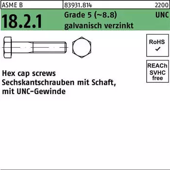 Reyher Sechskantschraube UNC 3/8x2-1/2" Grade 5 (~8.8) galvanisch verzinkt (83931)