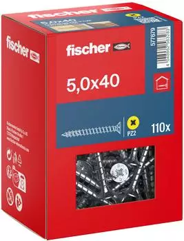 Fischer PowerFast II Spanplattenschraube 5,0x40mm Senkkopf PZ2 gvz (577679)