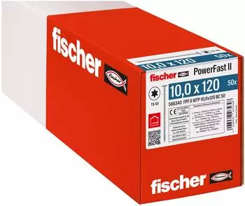 Fischer PowerFast II Holzschraube 10,0x120mm TK TX TG verzinkt, 50 Stk. (566340)