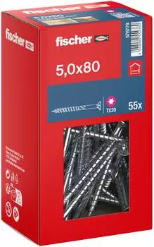 Fischer PowerFast II Spanplattenschraube 5,0x80 Senkkopf TX20 Teilgewinde (576779)
