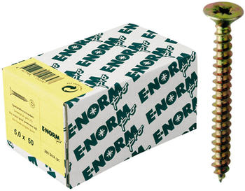 E-NORMpro Spanplattenschrauben Senkkopf verzinkt gelb Vollgewinde Kreuzschlitz PZ D 6,0 x 60 mm (200 Stück)