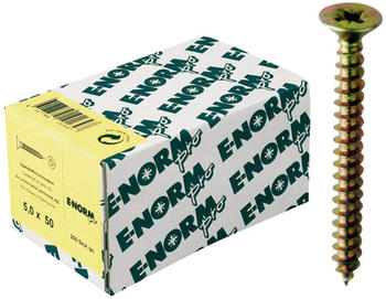 E-NORMpro Spanplattenschrauben Senkkopf verzinkt gelb Vollgewinde Kreuzschlitz PZ D 5,0 x 60 mm (100 Stück)