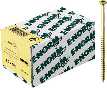 E-NORMpro Spanplattenschrauben Senkkopf verzinkt gelb Teilgewinde Innenstern TX 6,0 x 60 / 36 mm (50 Stück)