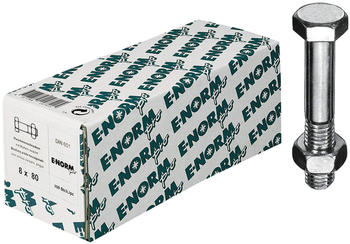 E-NORMpro Sechskantschraube mit Mutter DIN 601 galvanisch verzinkt M8 x 60 mm (100 Stück)