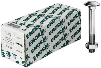 E-NORMpro Schlossschraube mit Mutter DIN 603 galvanisch verzinkt M8 x 60 mm (100 Stück)