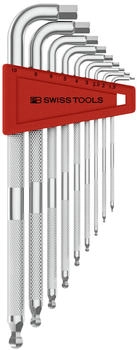 PB Swiss Tools Sechskant-Winkelschraubendreher-Satz lang verchromt, 9-teilig (3212.LH-10)