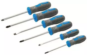Silverline Tools Schraubenzieher-Set, 6-tlg., Blau & Grau (546524)