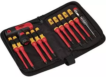Draper Schraubendreher-Set mit Wechselklingen, 12-teilig, Rot/Gelb (37797)