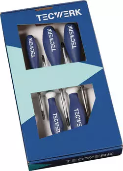 Tecwerk Schraubendrehersatz Schlitz 3-Komponenten-Griff Rundklinge 5-teilig (2000827125)