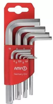 AMF Winkelschraubendreher-Satz 911-HM9C 9-teilig, 6KT SW 1,5&ndash;10mm, Kunststoffhalter (46789)