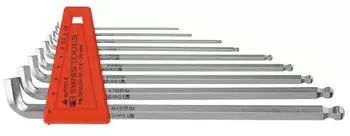 PB Swiss Tools Sechskant-Winkelschraubendreher-Satz lang mit Kugelkopf, verchromt, 9-teilig (2212.LH-10)