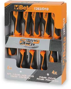 Beta Grip 1263 Schraubendreher-Satz Kreuz & Schlitz, 10-tlg. (1263/D10)