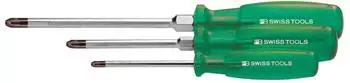 PB Swiss Tools Pozidriv-Schraubendreher-Satz "Multicraft"-Kraftheft 3-teilig (1459.)