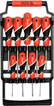 Yato Schraubendreher-Satz 9-tlg. Magnetisch Schlitz/Kreuz PH0 PH1 PH2 (YT-25968)