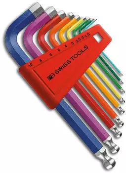 PB Swiss Tools RainBow Winkelschraubendreher-Satz 6-kant Kugelkopf 7-teilig 1,5-6mm (PB 212.H-6 RB)