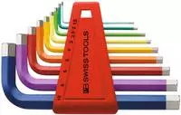 PB Swiss Tools Sechskant-Winkelschraubendreher-Satz, pulverbeschichtet, 9-teilig