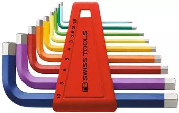 PB Swiss Tools Sechskant-Winkelschraubendreher-Satz, pulverbeschichtet, 9-teilig (210.H-10 RB)