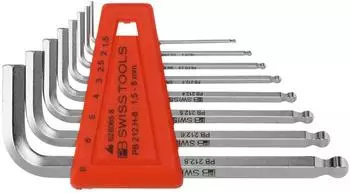 PB Swiss Tools Sechskant-Winkelschraubendreher-Satz mit Kugelkopf, verchromt, 8-teilig (212.H-8)