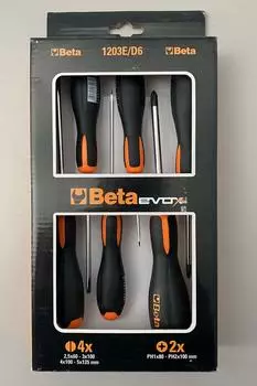 Beta EVOX Schraubendreher-Set 6-teilig Schlitz & Phillips ergonomischer Griff (012031006)