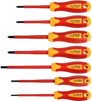 Yato Schraubendreher-Set vollIsoliert 1000V, 7-tlg, Schlitz/PH (YT-2828)