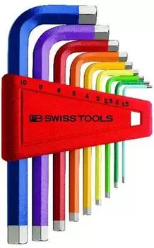PB Swiss Tools RainBow Winkelschraubendreher-Satz 9-teilig 1,5-10mm im Kunststoffhalter (210.H-10 RB)