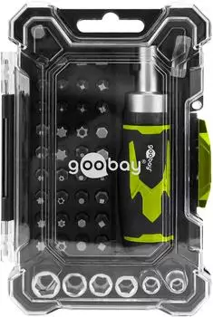 Goobay Schraubendreher-Set 43-tlg. mit Ratschenfunktion, S2-Stahl Bits, 1/4" (77842)