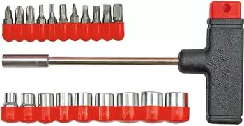 TOYA Schraubendreher T-Griff Set mit Bits und Steckn&uuml;ssen, 21-tlg. (W-65100)
