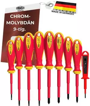 Famex Schraubendreher-Set VDE 1000V, PH/PZ/Schlitz, 9-teilig (7734-9)