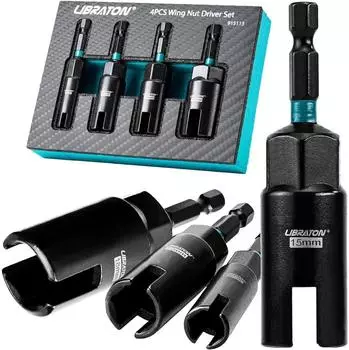 LuxusKollektion Fl&uuml;gelmutterndreher-Set 4-teilig, 9-18mm, Cr-V Stahl, mit EVA-Aufbewahrung
