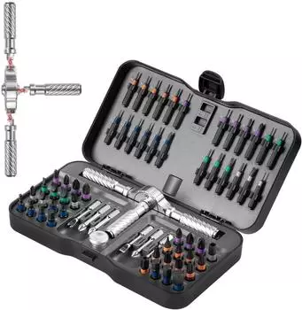 LuxusKollektion Ratschenschraubendreher-Set 66-in-1, S2-Stahlbits, biegsame Welle